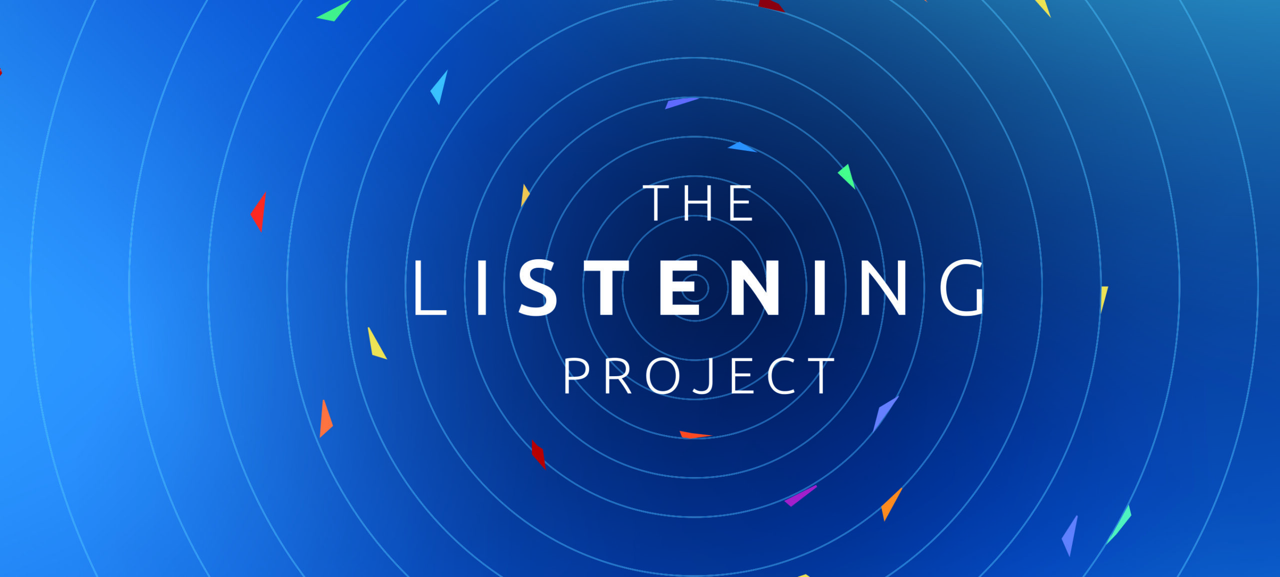 Concentric circles around the text "The Listening Project"