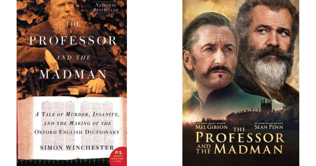 The Professor and the Madman book and movie covers.