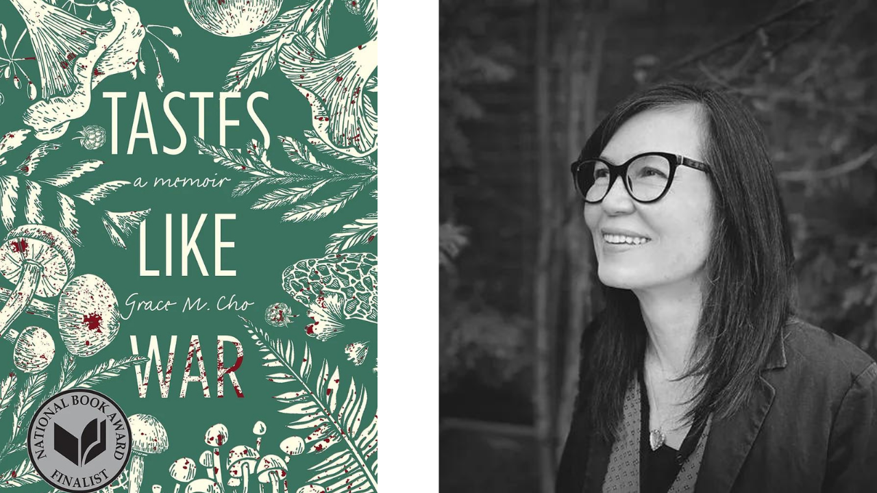 Grace M. Cho with cover of her book Taste Likes War.