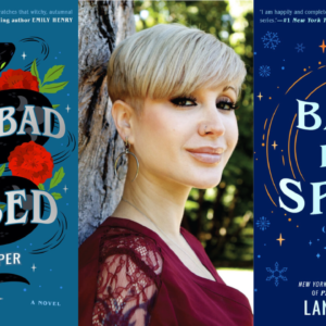 Author Lana Harper and covers of her books From Bad to Cursed and Back in a Spell.
