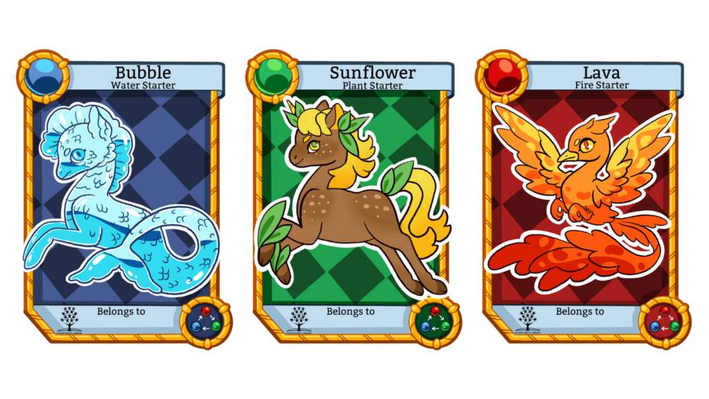 Three Reading Dragons & Friends Starter Cards.
